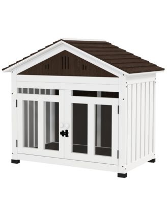 40 in Wooden Dog House Outdoor Indoor with Air Vents and Floor