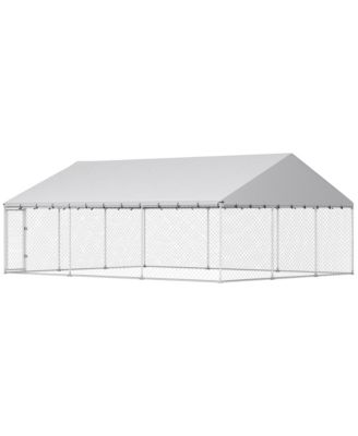 Extra Large Chain Link Outdoor Dog Run with Waterproof Roof