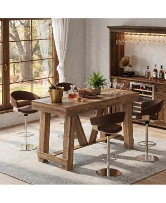 Bar Table:55" long counter height pub table. Farmhouse wooden tall bistro table for dining room, kitchen, living room, basement.