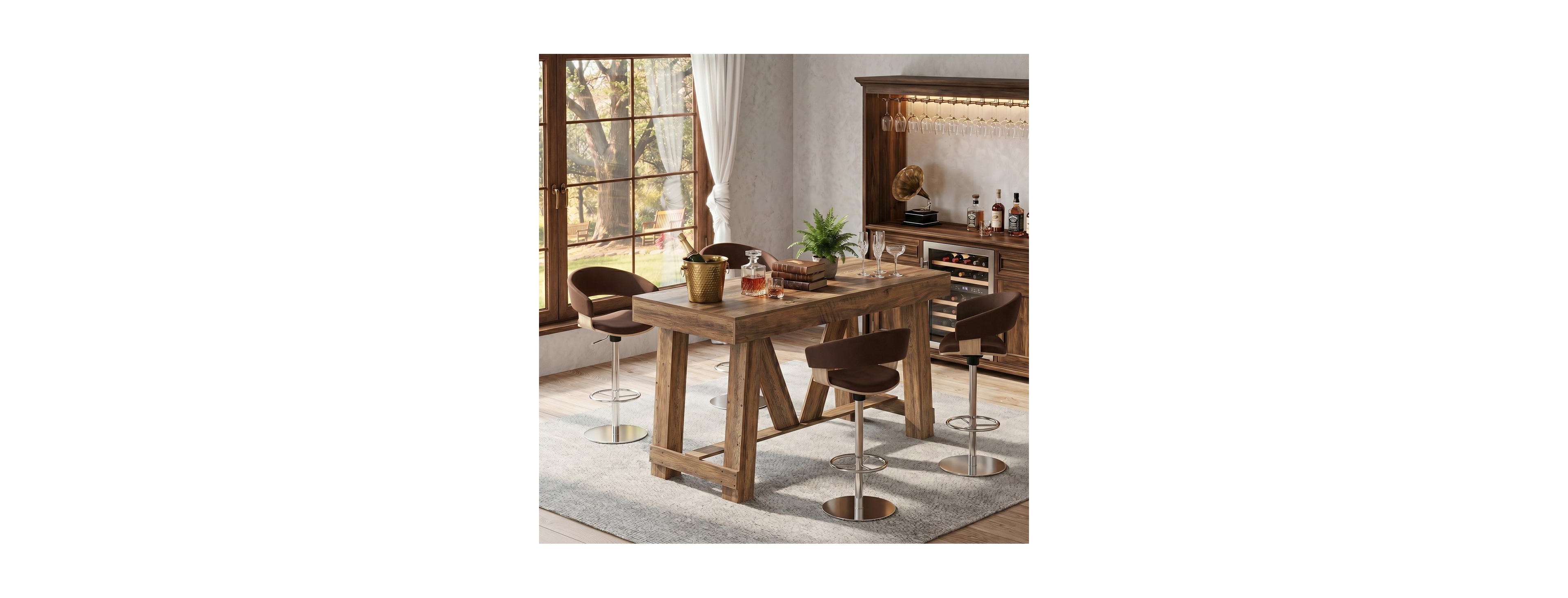 Tribesigns Bar Table:55" long counter height pub table. Farmhouse wooden tall bistro table for dining room, kitchen, living room, basement.