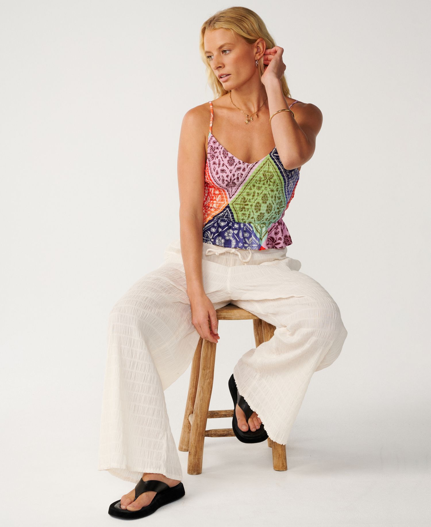 Women's Bossa Nova Printed Shirred Cami Top