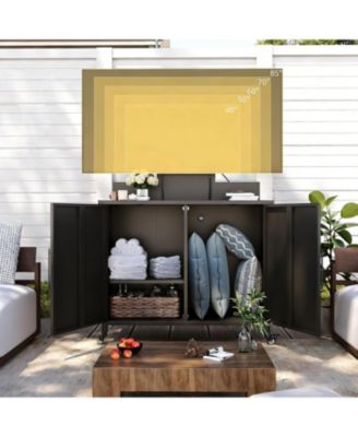 Outdoor Storage Cabinet with TV Mount for 40-85 Inch Tvs, Mobile TV Stand on Wheels with Storage Cabinet Waterproof