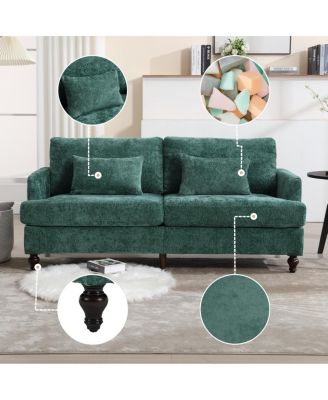 Mid-Century Modern Chenille 2-Seat Loveseat Sofa