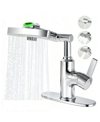 Single Handle LED Bathroom Sink Faucet Temperature Display 3 Modes 360 Rotating Spout Vanity Faucet with Digital Screen