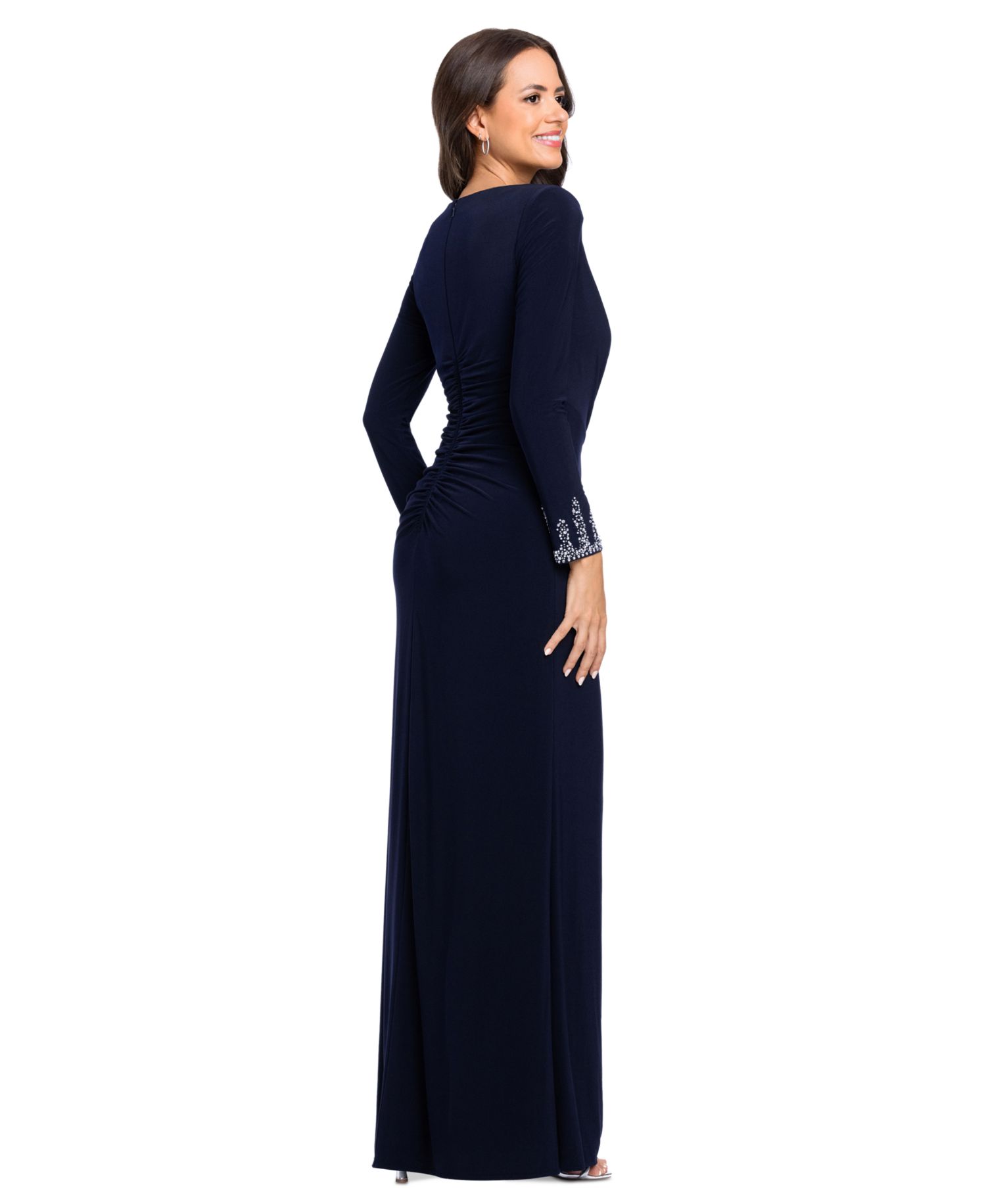 Women's V-Neck Gown with Embellished Cuff