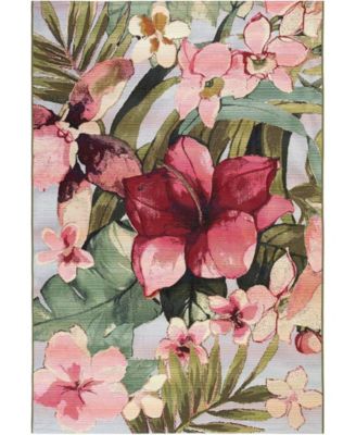 Lush Decor Marina Tropical Floral Multi 3'3" x 4'11" Outdoor Area Rug