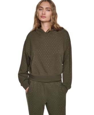 Women's Rhinestone Hooded Pull-On Sweatshirt