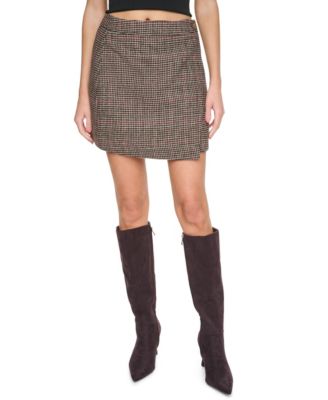 Women's Plaid High-Waisted Wrap Mini Skirt