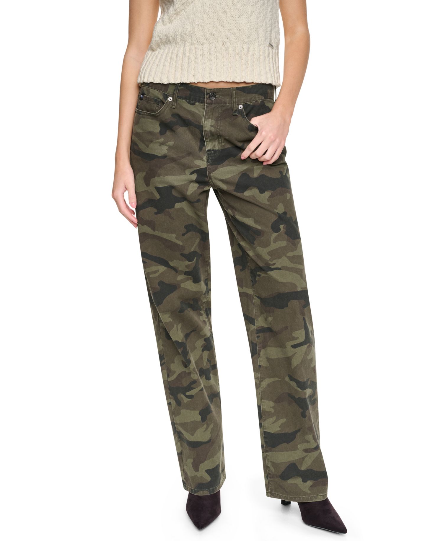 Women's Camo Mid-Rise Relaxed Straight Jeans