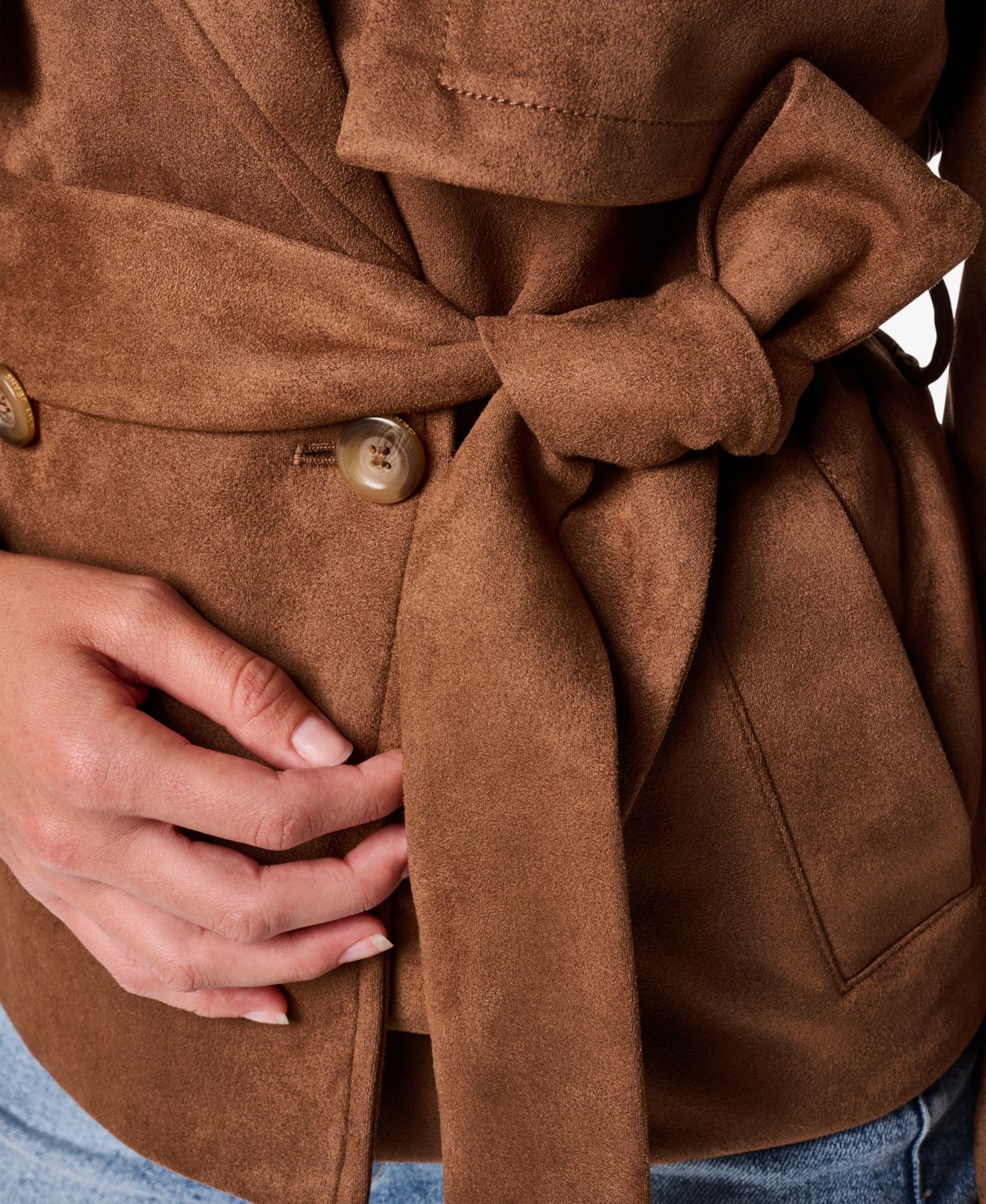 Women's Faux Suede Short Trench Jacket