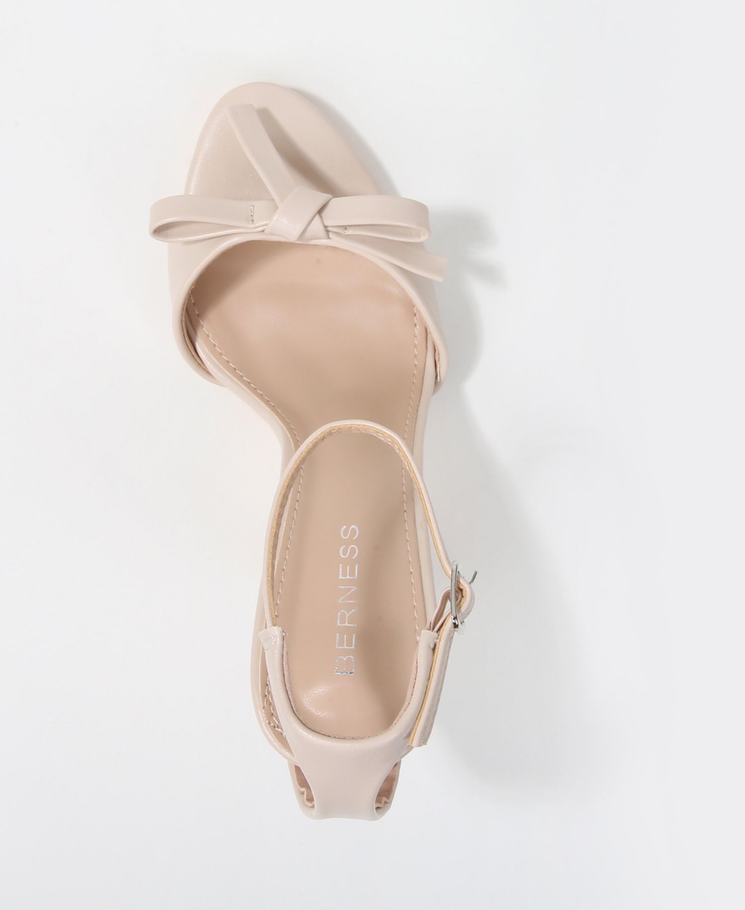 Women's Peach Ankle Strap Stiletto Sandals with Bow Detail