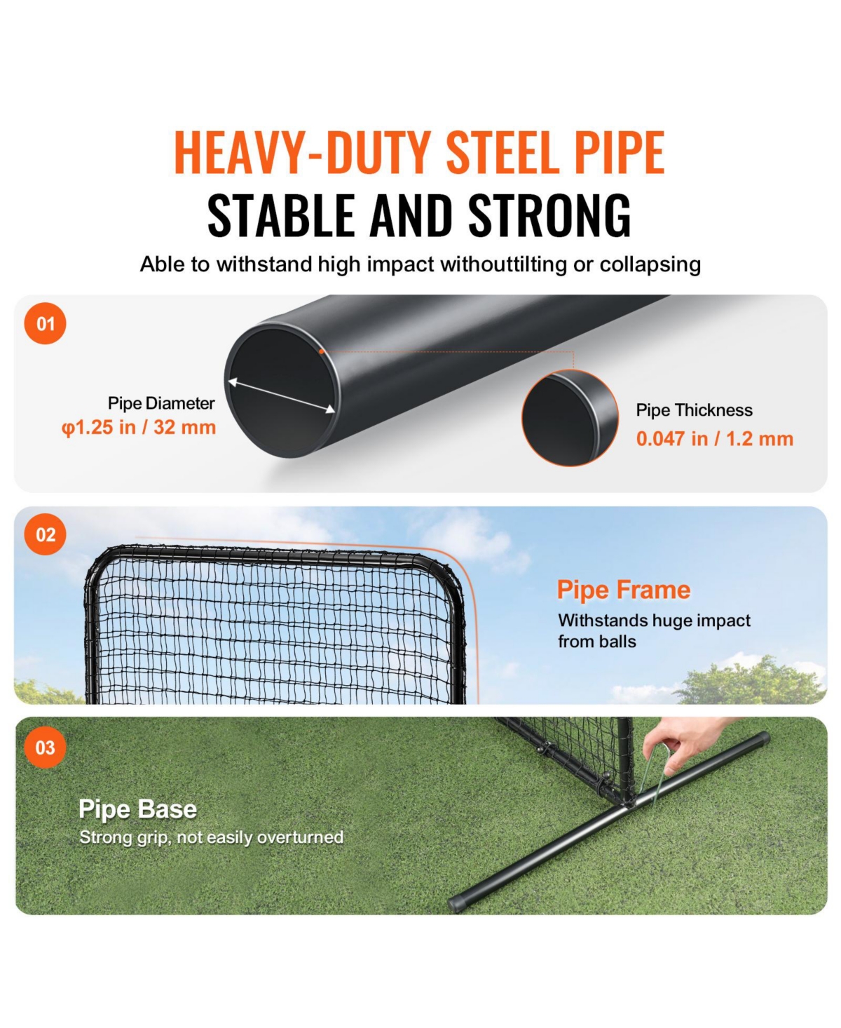 Vevor I Screen Baseball Pitching Net for Batting Cage Softball Screen 7x4ft