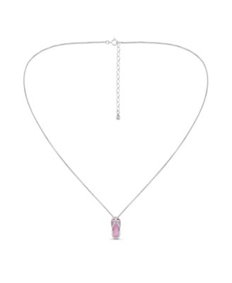 Pink Shell Inlay Fine Silver-Plated Flip Flop Slide Necklace