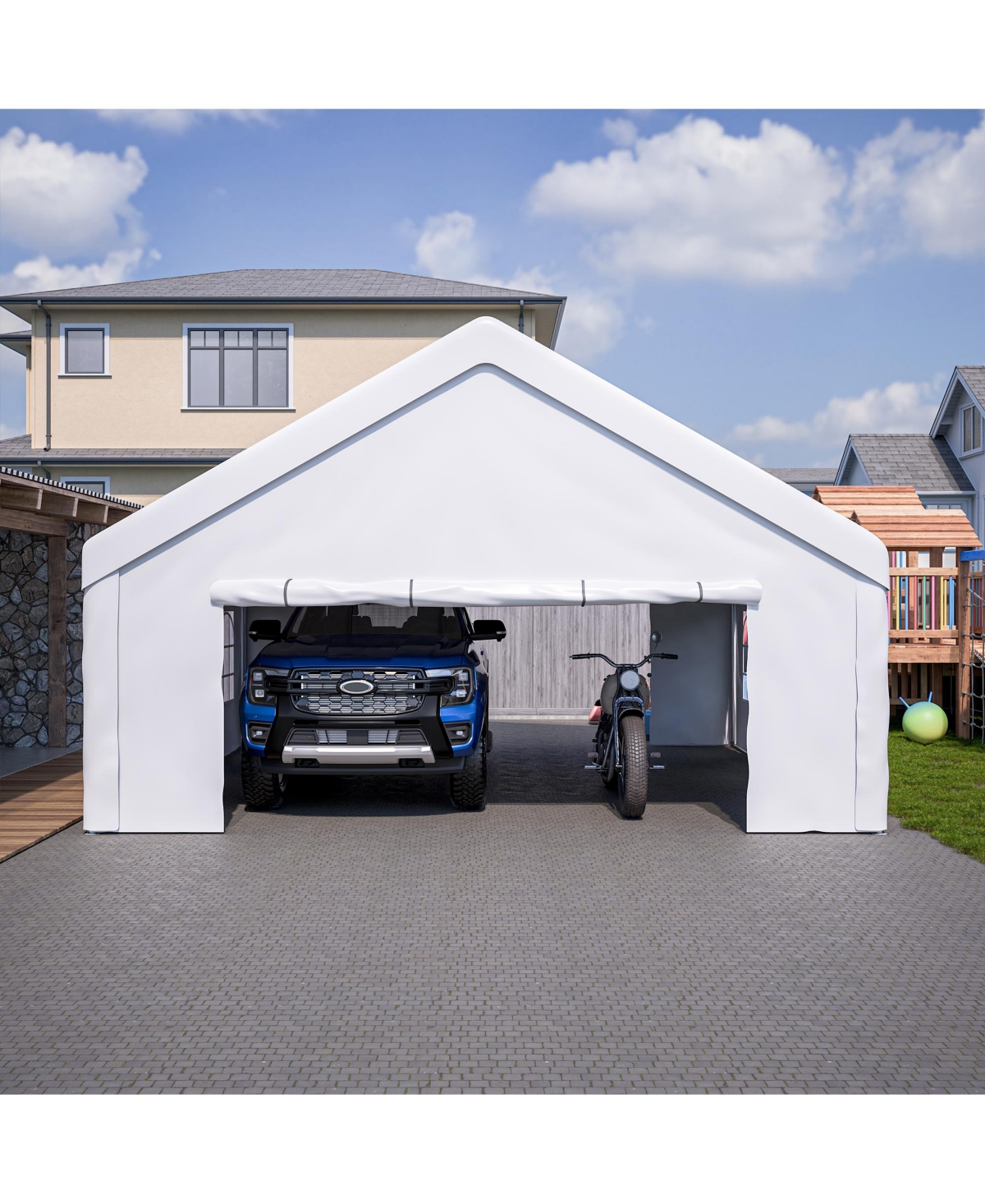 Mondawe 20 x 20 feet Event Shelter Carport Tent with Detachable Sidewalls and Windows