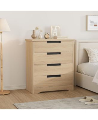Wood Nightstand, Farmhouse Night Stand with Drawers, 30" Large End Table with 4 Drawers, Bed Side Tables for Bedroom