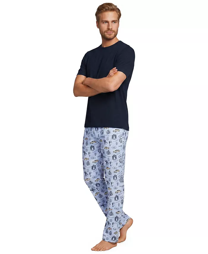 Men's Short Sleeve Essential Knit Tee and Poplin Pant Set