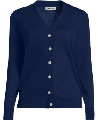 Women's Double Trim Cotton V-neck Cardigan Sweater