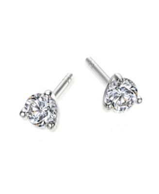 Minimalist Sterling Silver CZ Solitaire Extra Mini Stud Earrings