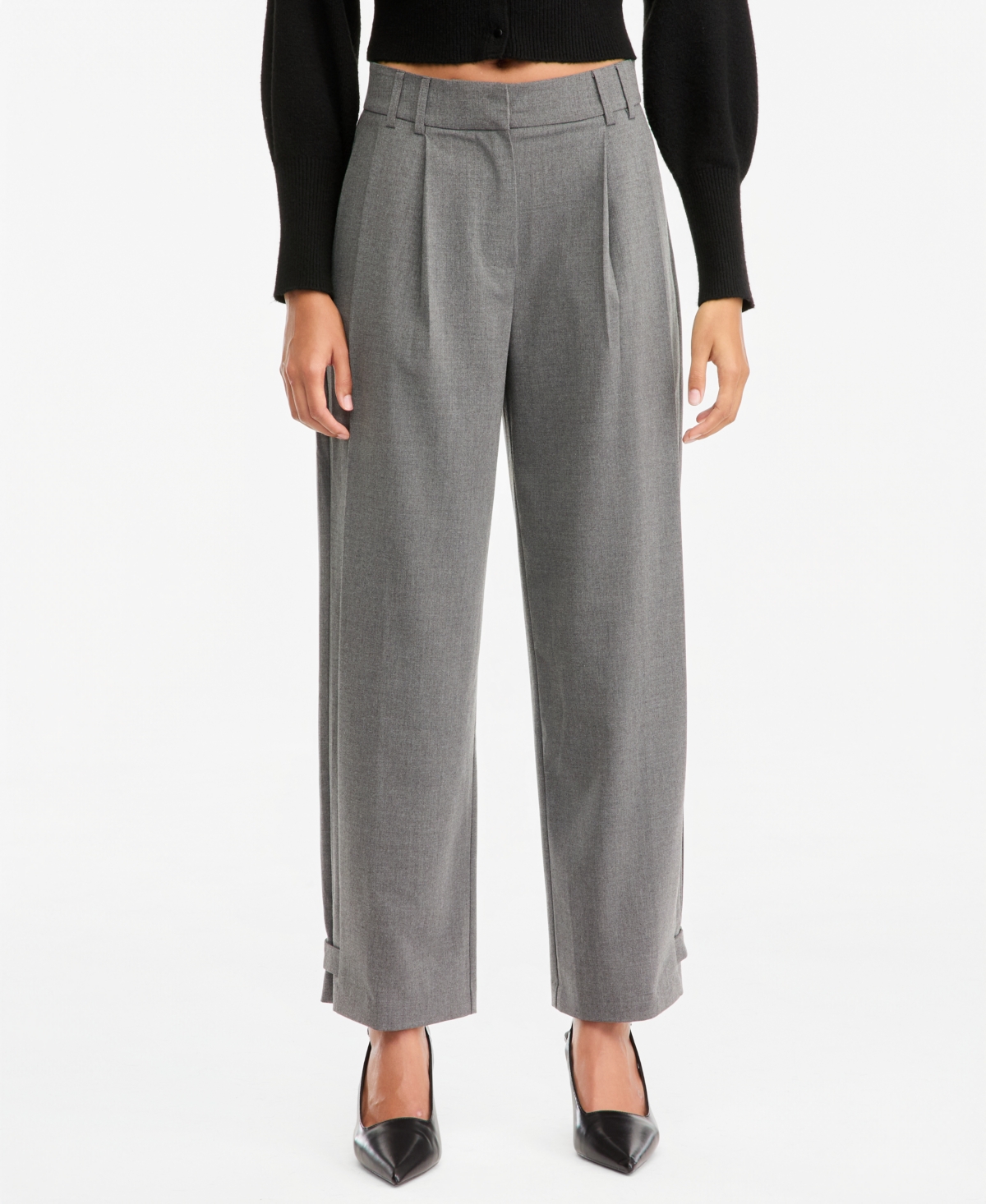 Bar Iii Women's Pleated Suiting High-Rise Wide-Leg Pants, Macy's Exclusive