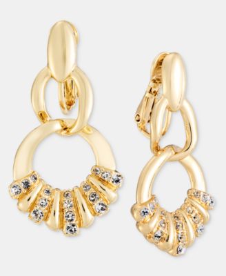 Pav&eacute; Open Link Clip-On Drop Earrings