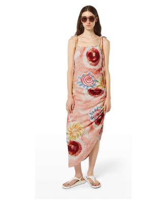 Women's Linen Viscose Printed Midi Dress