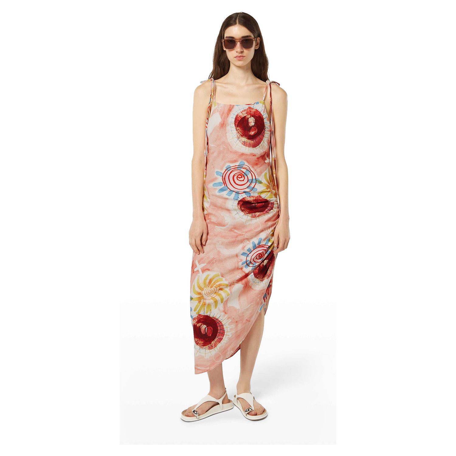 Women's Linen Viscose Printed Midi Dress