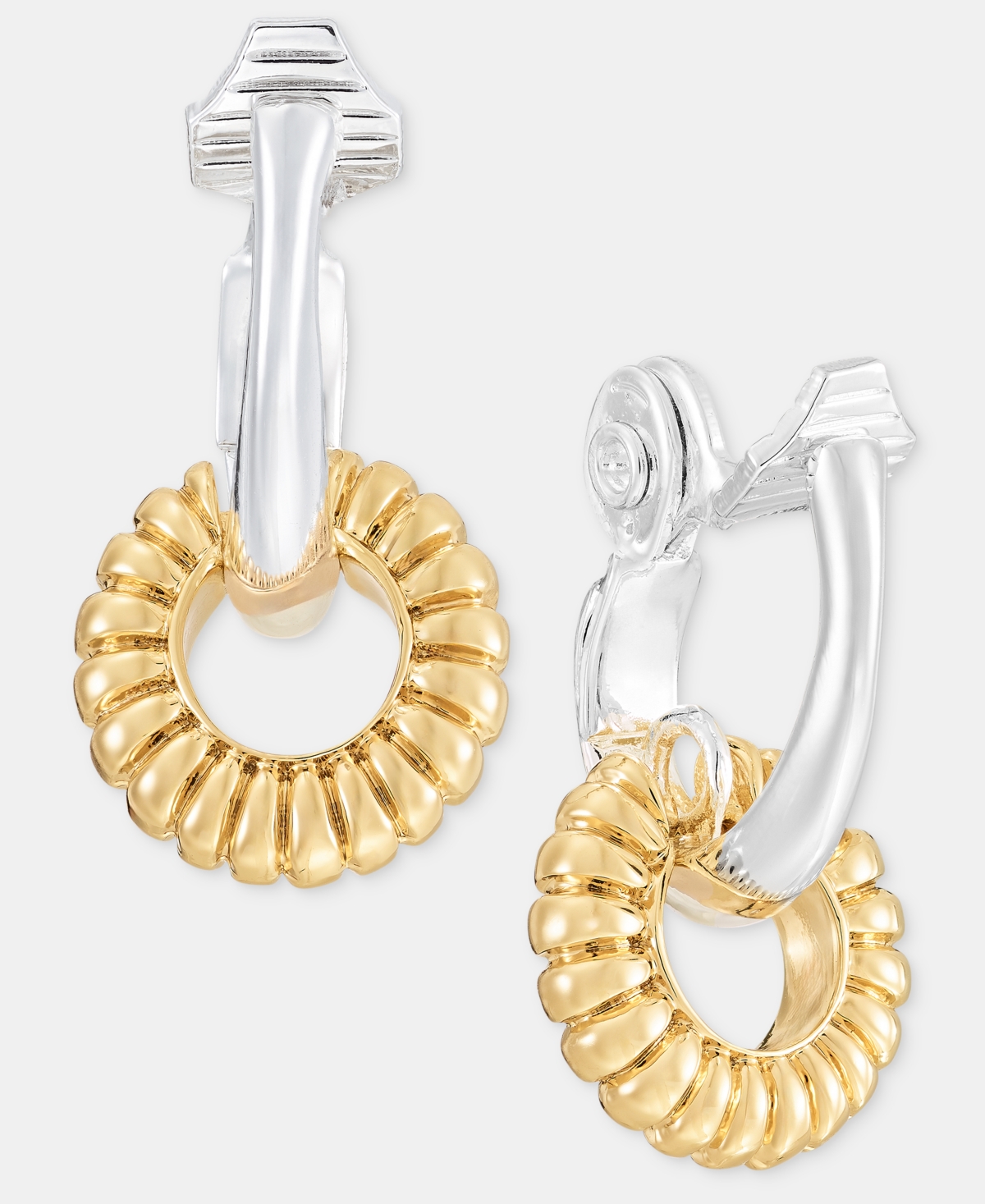 Anne Klein Rondelle Charm Clip-On Hoop Earrings