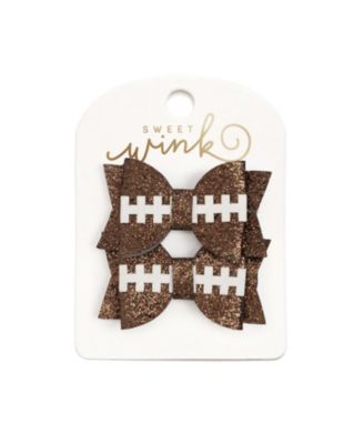 Little and Big Girls Game Day Glitter Bow Clip Set