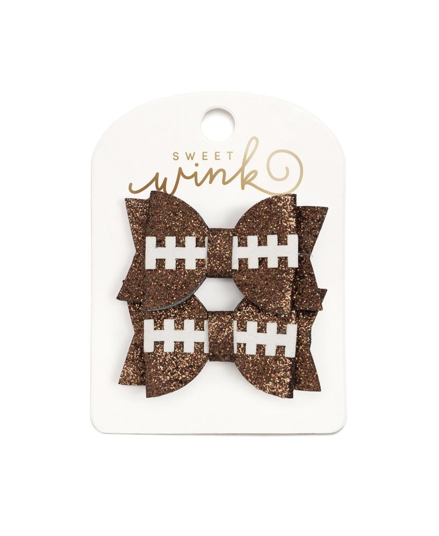 Аксессуары для волос Sweet Wink Game Day Glitter Bow Clip Set для девочек, цвет: Коричневый — фото 1