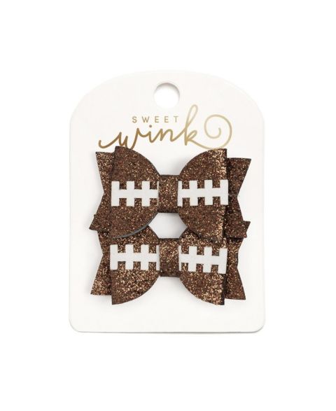 Аксессуары для волос Sweet Wink Game Day Glitter Bow Clip Set для девочек, цвет: Коричневый