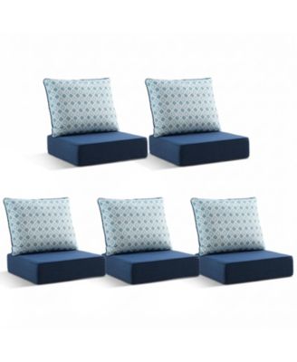 6" Thicker Outdoor Chair Cushion Set - 22 x 24 Waterproof Patio Furniture Cushions with Removable Cover