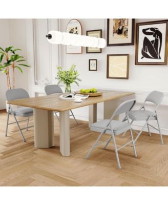 Set of 8 Folding Metal Chairs with Padded Seats and Backs, 350 lb Capacity, Stackable, for Home and Office