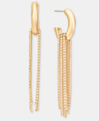 Crystal Fringe C-Hoop Earrings