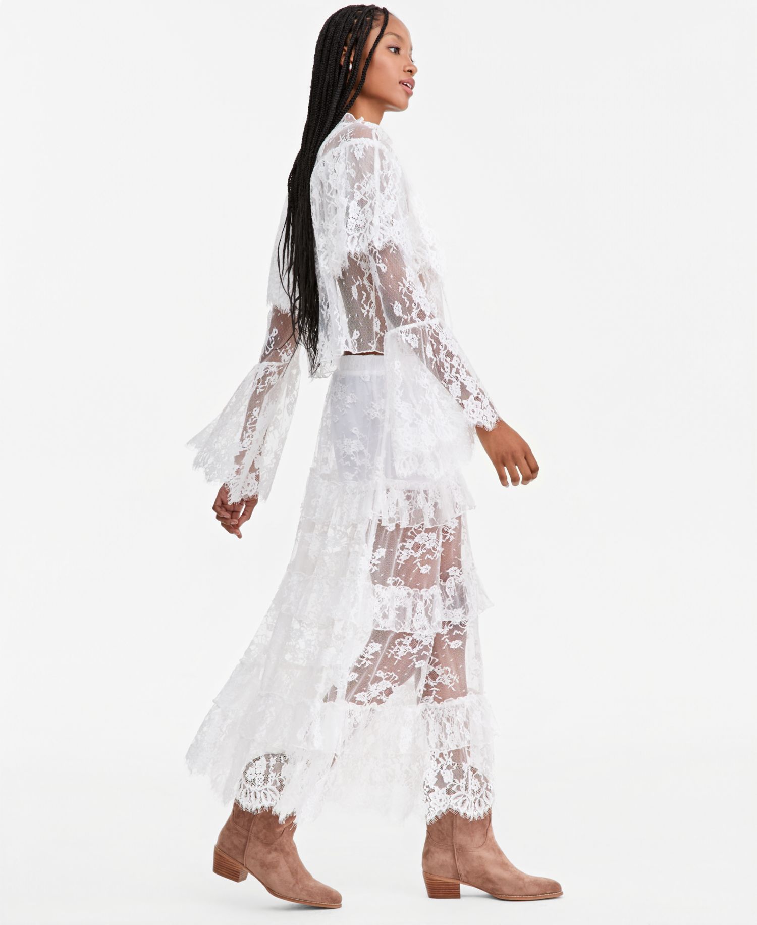 Women's Lace Tiered Maxi Skirt