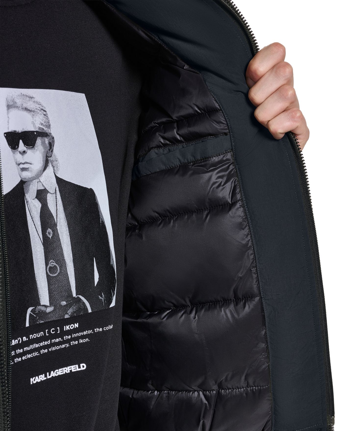 Мужская куртка KARL LAGERFELD PARIS Taslon Bomber, цвет: Чёрный — фото 4
