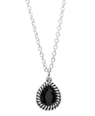 Sterling Silver Pear-Shaped Crystal Rope Edge Necklace
