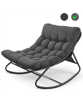Oversized Padded Rocking Lounge Chair with Tufted Cushion, 500 lb Capacity, Indoor Outdoor Use