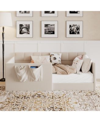  Twin Size Velvet Upholstered Daybed with Side Storage Pockets