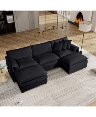 Modular Sectional Sofa, Oversized Deep Seat U Shaped Couch Set for Living Room, 3-Seater Comfy Cloud Couches with 2 Movable