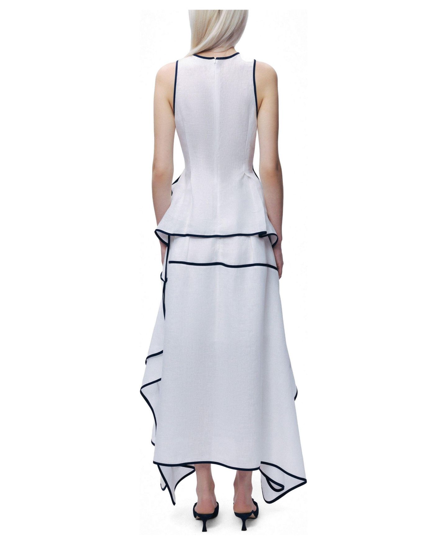 Женский топ NOCTURNE Contrast Trim Peplum, цвет: Белый — фото 3