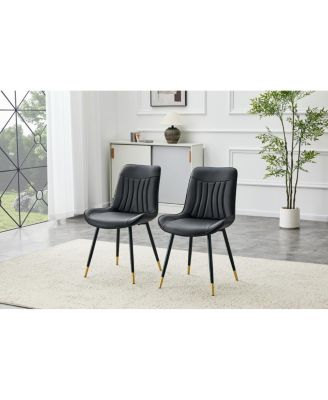   Set of 2 Tech Fabric Dining Chairs with  Metal Legs