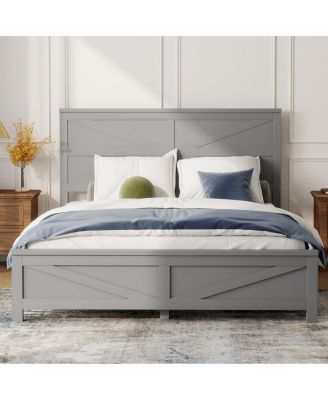Farmhouse Queen Bed with Barn Door Headboard and Footboard