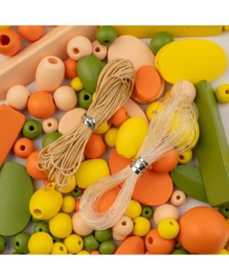 90g   Craft Wood Beads with Elastic Nylon Cord