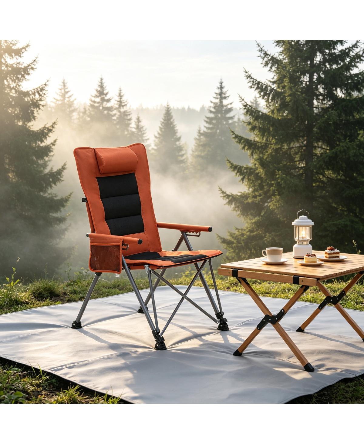 Streamdale Furniture 5-Position Adjustable Reclining Camping Chair with Side Pocket and Carry Bag
