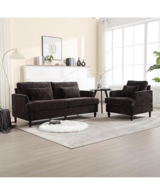 Mid-Century Modern Chenille 2-Seat Loveseat Sofa