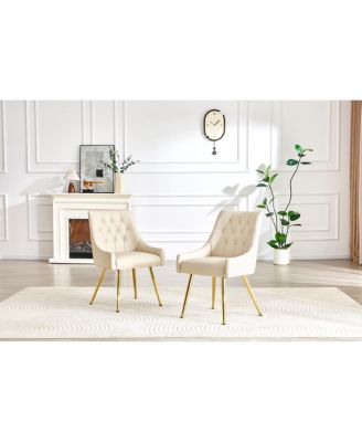 Diamond Tufted Leather Dining Chairs, Set of 2