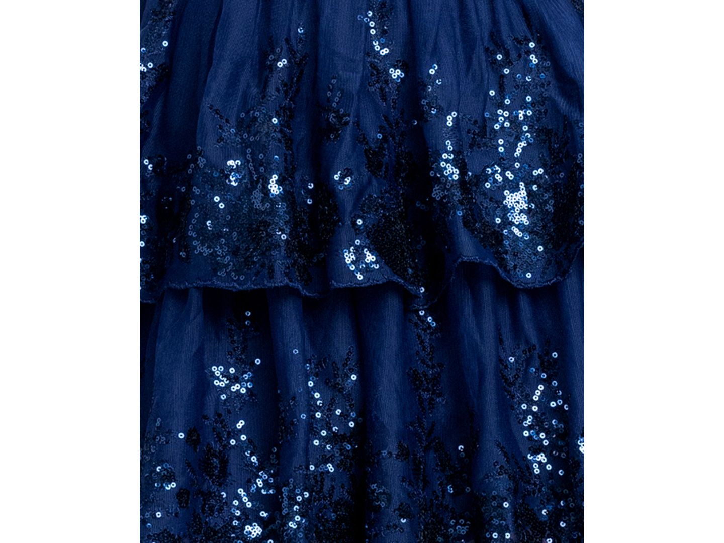 Женское платье Blondie Nites Juniors' Sequin Ruffle Halter Neck, цвет: Тёмно-синий — фото 6