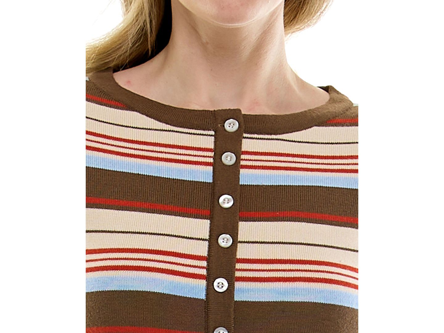 Женское платье Rare Juniors' Stripe Knit Long-Sleeve Button-Down Mini, цвет: Разноцветный — фото 3