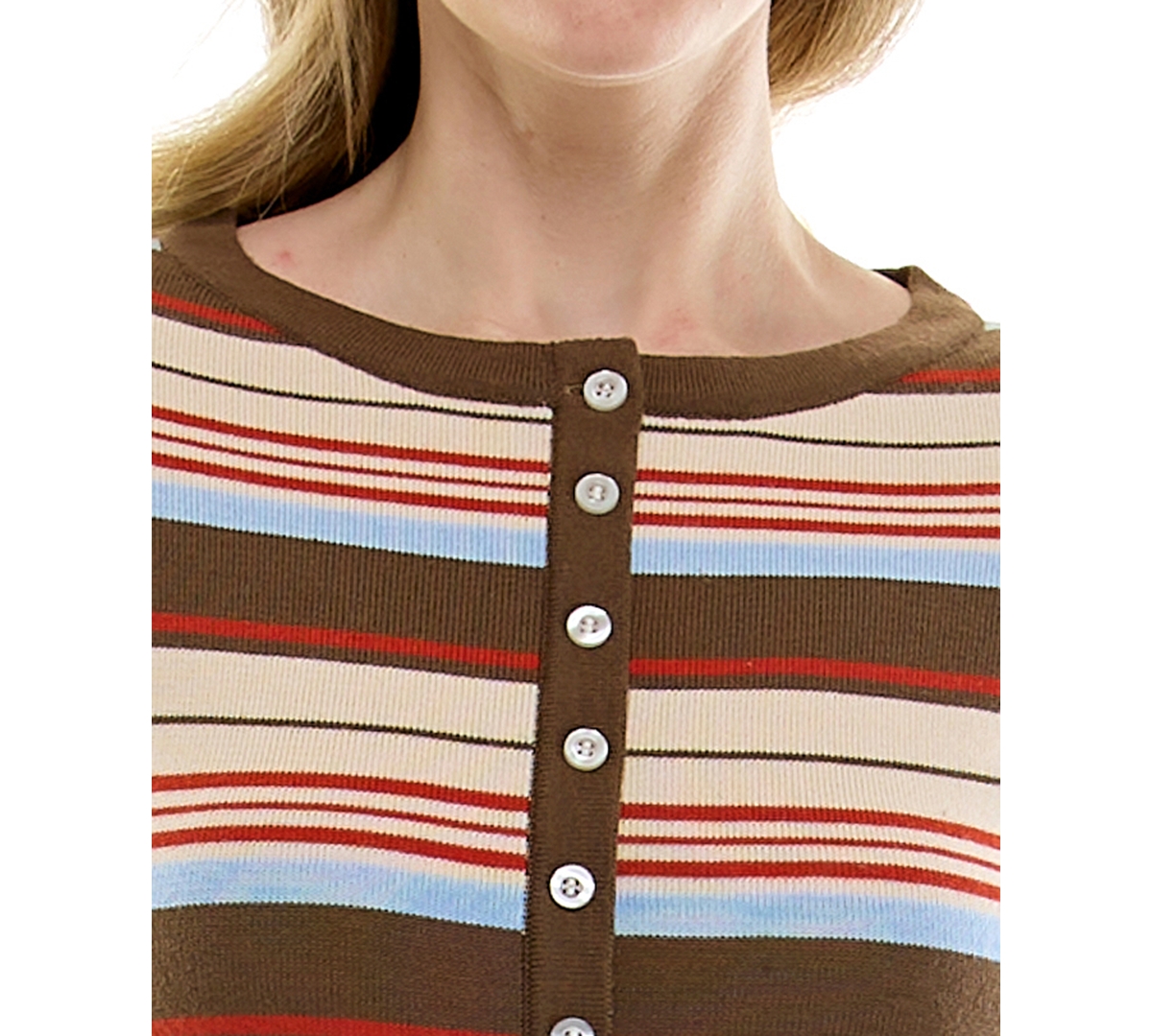 Rare Juniors' Stripe Knit Long-Sleeve Button Down Mini Dress