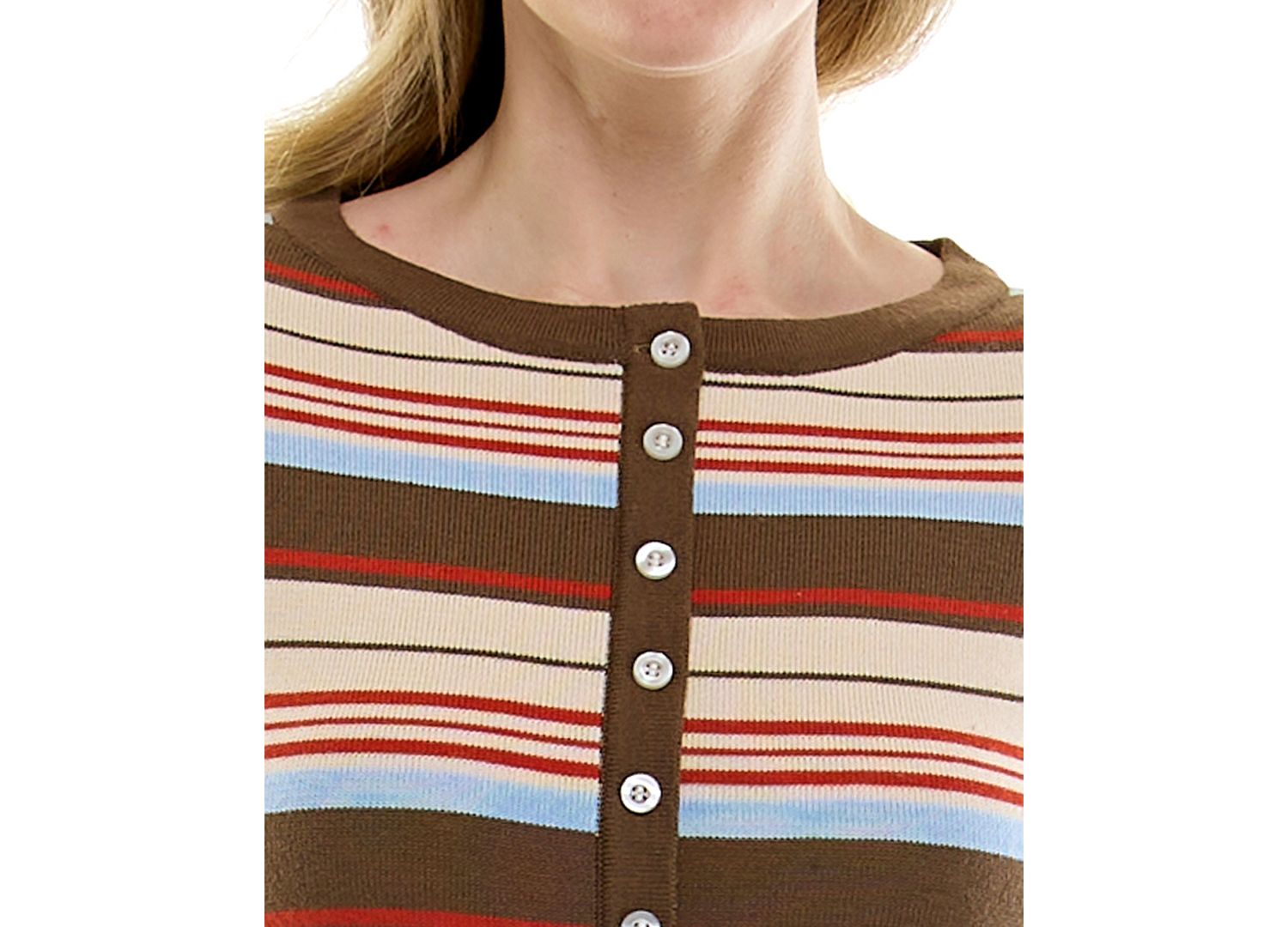 Juniors' Stripe Knit Long-Sleeve Button-Down Mini Dress